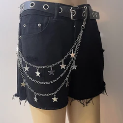 Metal Punk Steet Layered Chain Star Keychains For Women Men Waist Key Wallet Jeans Hip-hop Pants Belt Chains Jewelry Accessories