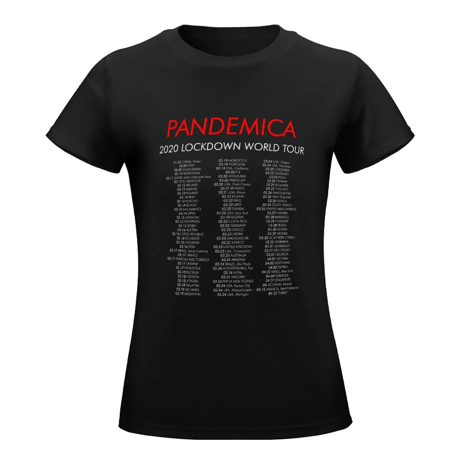 Pandemica - 2020 Lockdown World Tour T-Shirt graphics summer tops anime clothes white t-shirts for Women