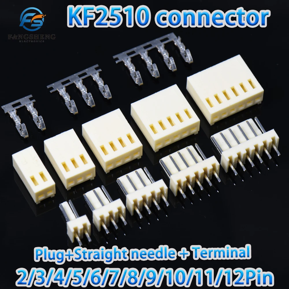 50sets/lot KF2510 2.54 mm connector Housings+straight needle seat + terminal KF2510-2A 2510 2/3/4//5/6/7/8/9/10/11/12Pin 2.54mm