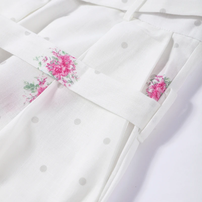 Eleganter bedruckter Damen-Westen-Hosenanzug, ärmelloses Oberteil mit Blumenmuster, plissiert, weit geschnittene Hose, Damen-Set, Sommer-Herbst 2026, Damen-Sets – Detail 30