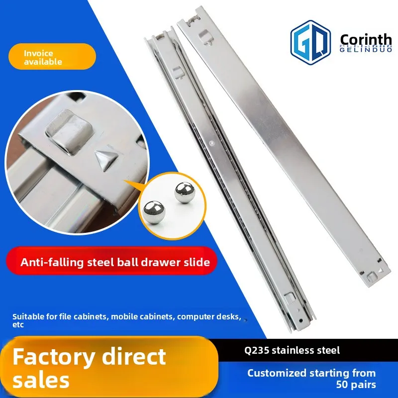 Compact Mm Two Section Side Mount Drawer Slides Cold Rolled Steel Ball Bearing Cabinet Rails In To Lengths Furniture Display