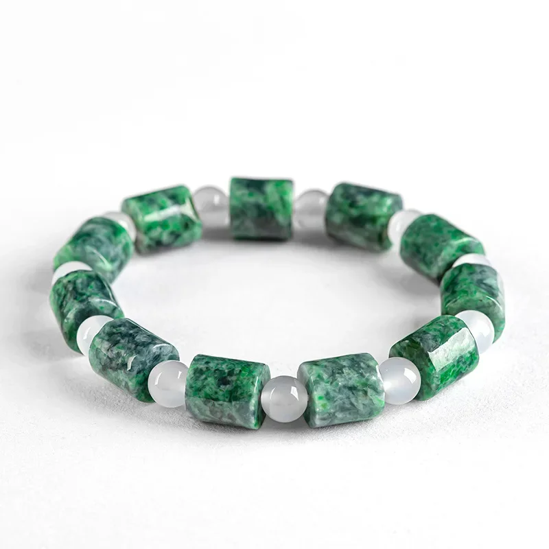 Burmese Jade Bead Bracelets Charm Stone Fashion Jewelry Jadeite Carved Real Gemstone Gemstones Certificate Women Natural Green