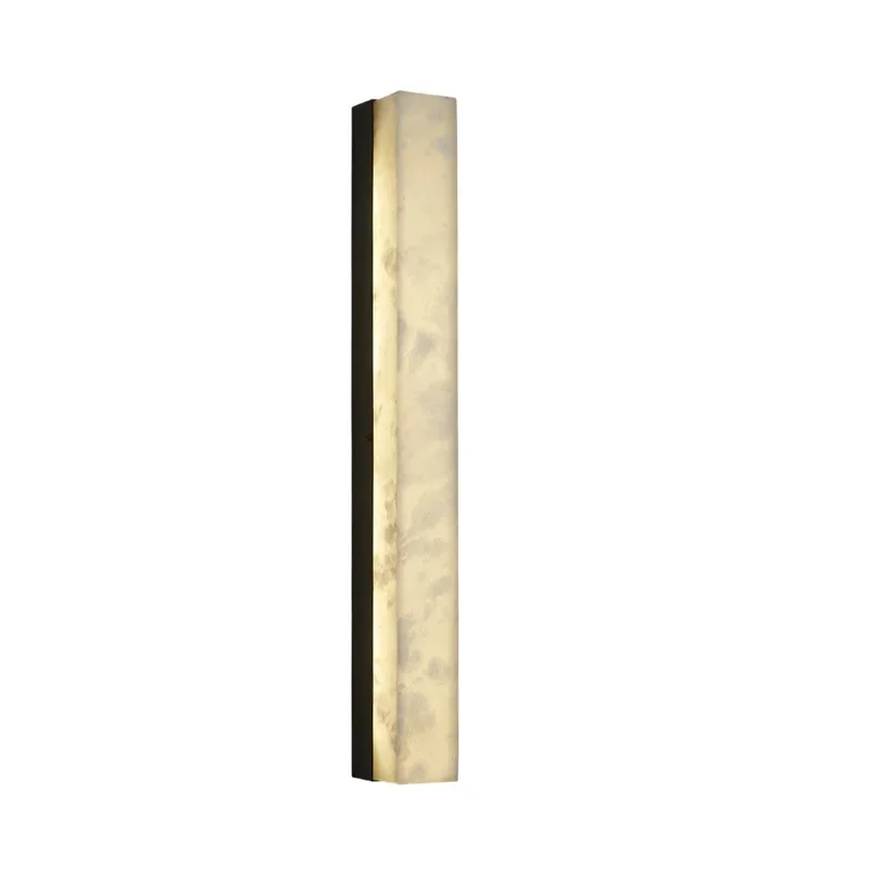 

New Chinese-style long marble wall lamp indoor living room light luxury post-modern minimalist designer bedroom all copper