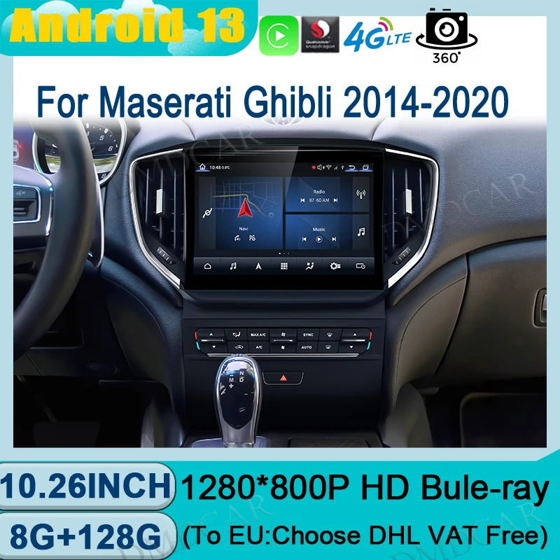 

Car Radio GPS Navigation for Maserati Ghibli 2014-2016 Qualcomm 10.26 inch Android 13 Multimedia Player Stereo Carplay Auto Unit