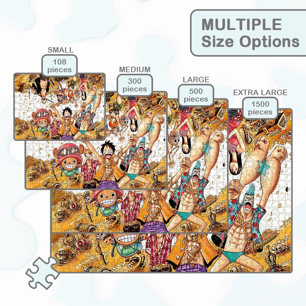 One Piece Anime Cartoon Jigsaw Puzzles Pirates Treasures Puzzles for Adults Straw Hat Pirates Unique Design Board Games Fun Game