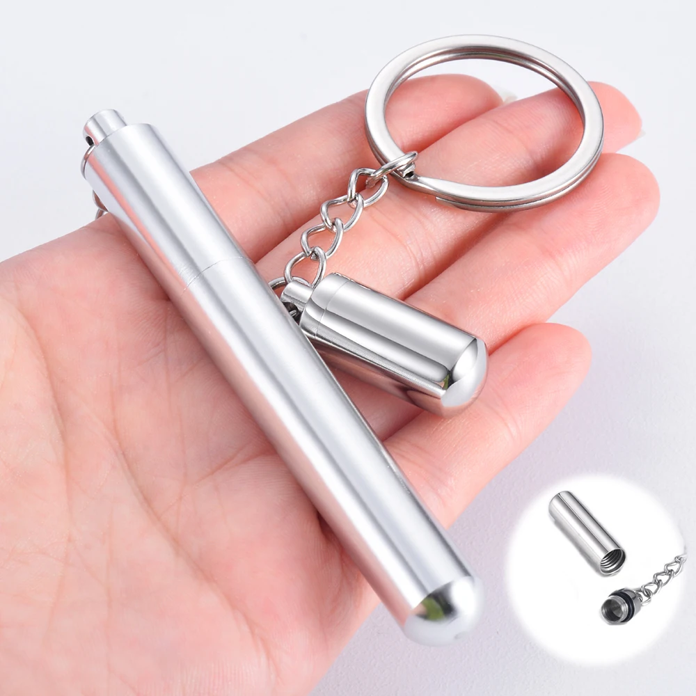 

Cremation Jewelry Cylinder Urn Ashes Keychain for Women Men Stainless Steel Memorial Keepsake Pendant Pill Tube Keyring