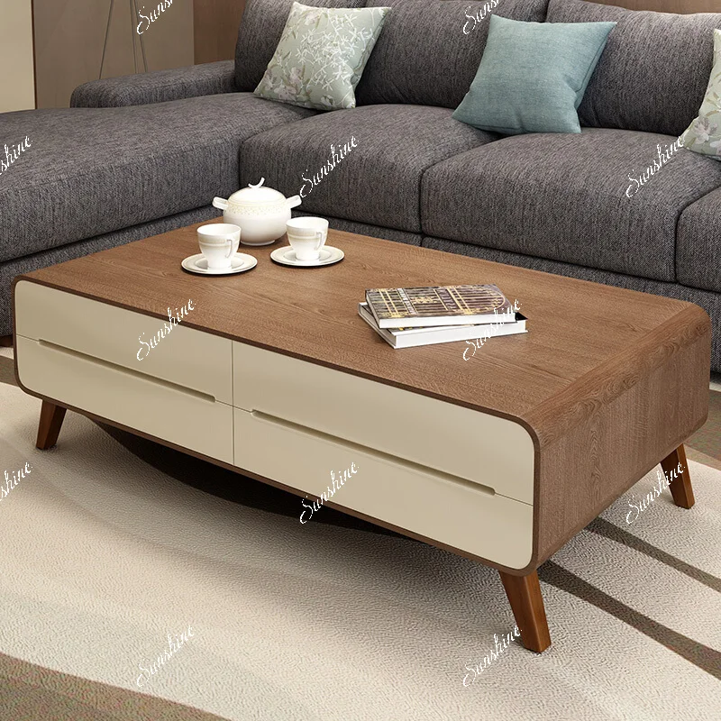 

Nordic walnut color coffee table TV cabinet modern small apartment living room furniture