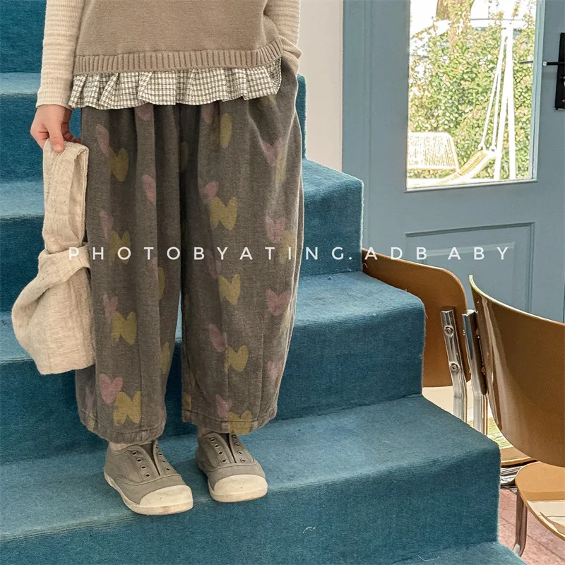 

2024 Autumn New Children Loose Trousers Fashion Print Baby Girls Cotton Versatile Harem Pants Boys Casual Pants Kids Clothes