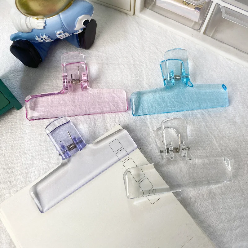 Kawaii Transparent Binder Clips File Documents Clips Notebook Paperclips Bookmarks Index Page Tickets Clamps Binding Supplies