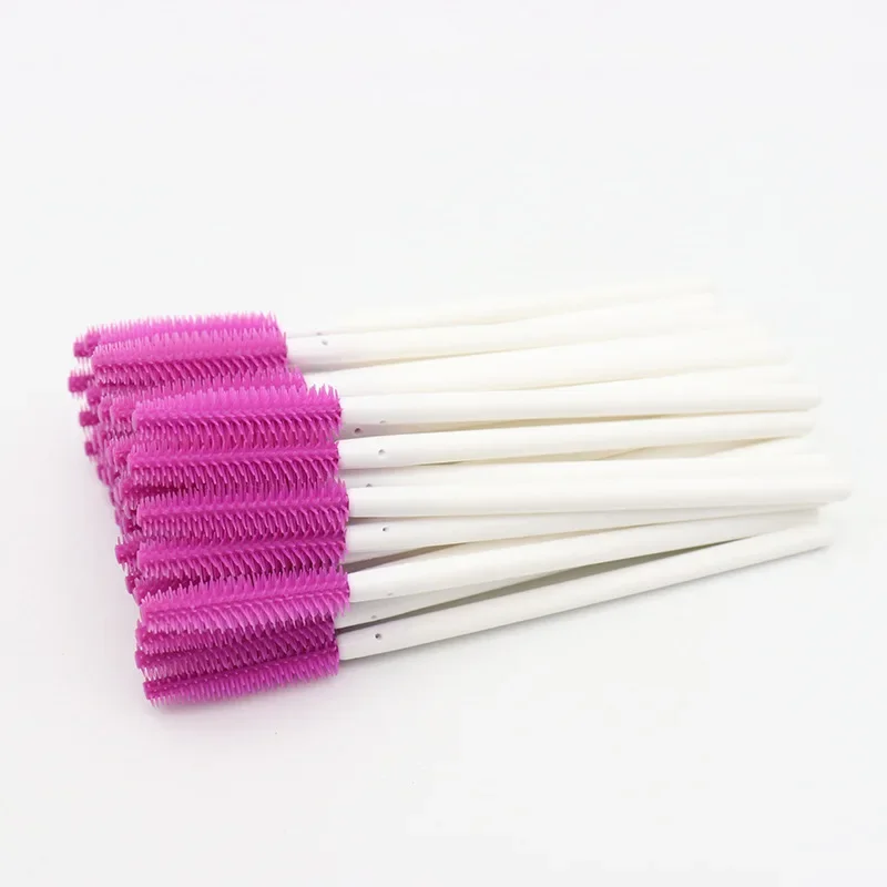 Sdotter-Brosses à cils en silicone pour femme, applicateur de mascara, anciers d'extension de cils, manche blanc, 100 pièces