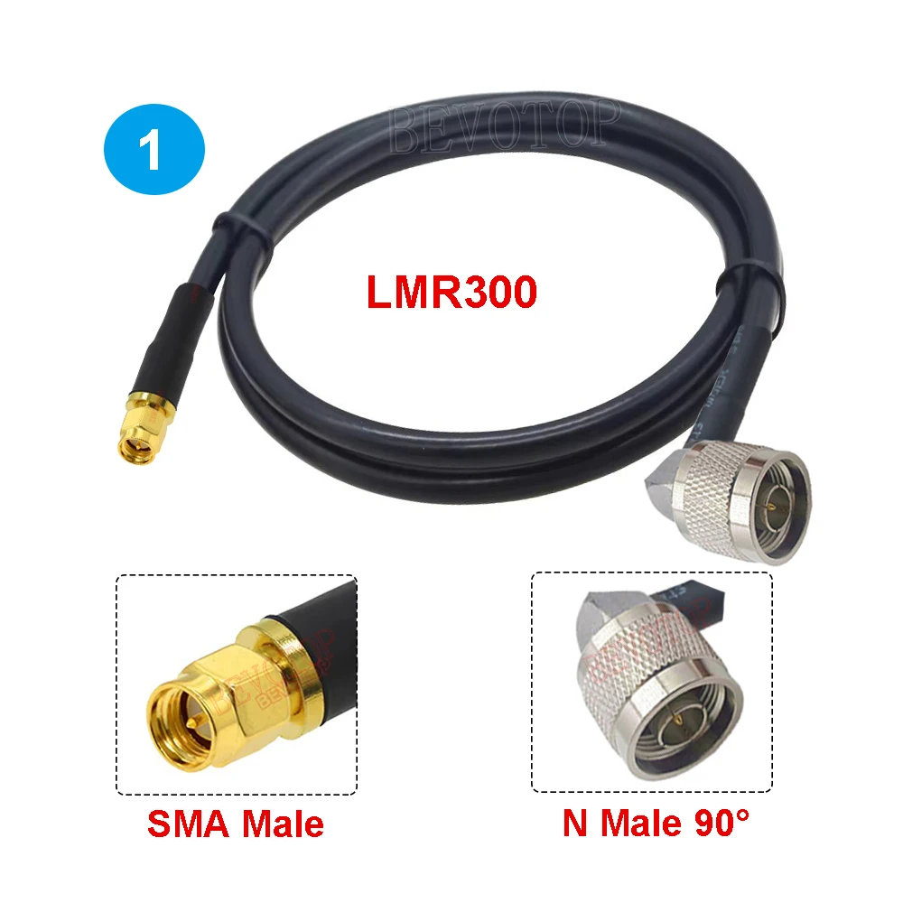 1PCS LMR300 Cable RP SMA/SMAMale & Female  to N Male Right Angle 50-5 Pigtail Low Loss Coaxial Cable Extension 10CM~30CM