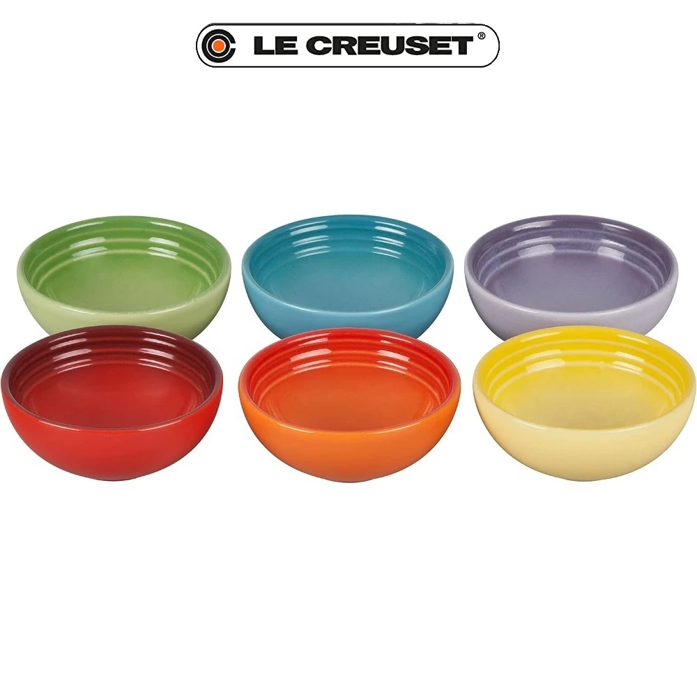 Le Creuset Set Of 6 Vancouver Pinch Bowls 2 Oz Multi Color Stoneware Sauce Bowls For Appetizer & Spice Storage