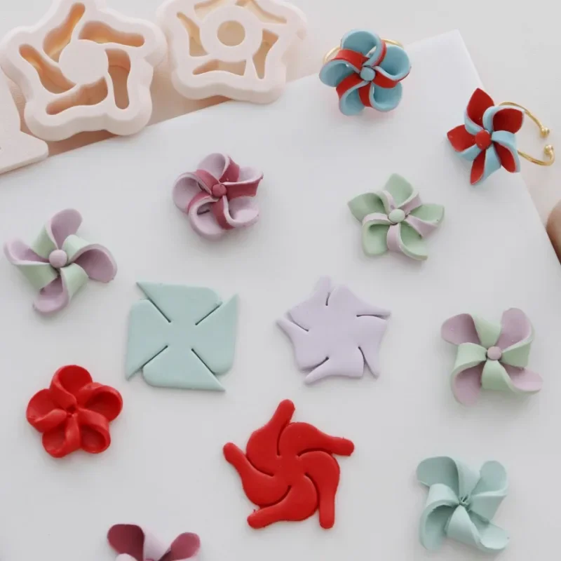 New Style Pinwheel/flower Polymer Clay Cutter Folding Pinwheel Line Outline Mold DIY Ring Earrings Bracelet Polymer Clay Tool