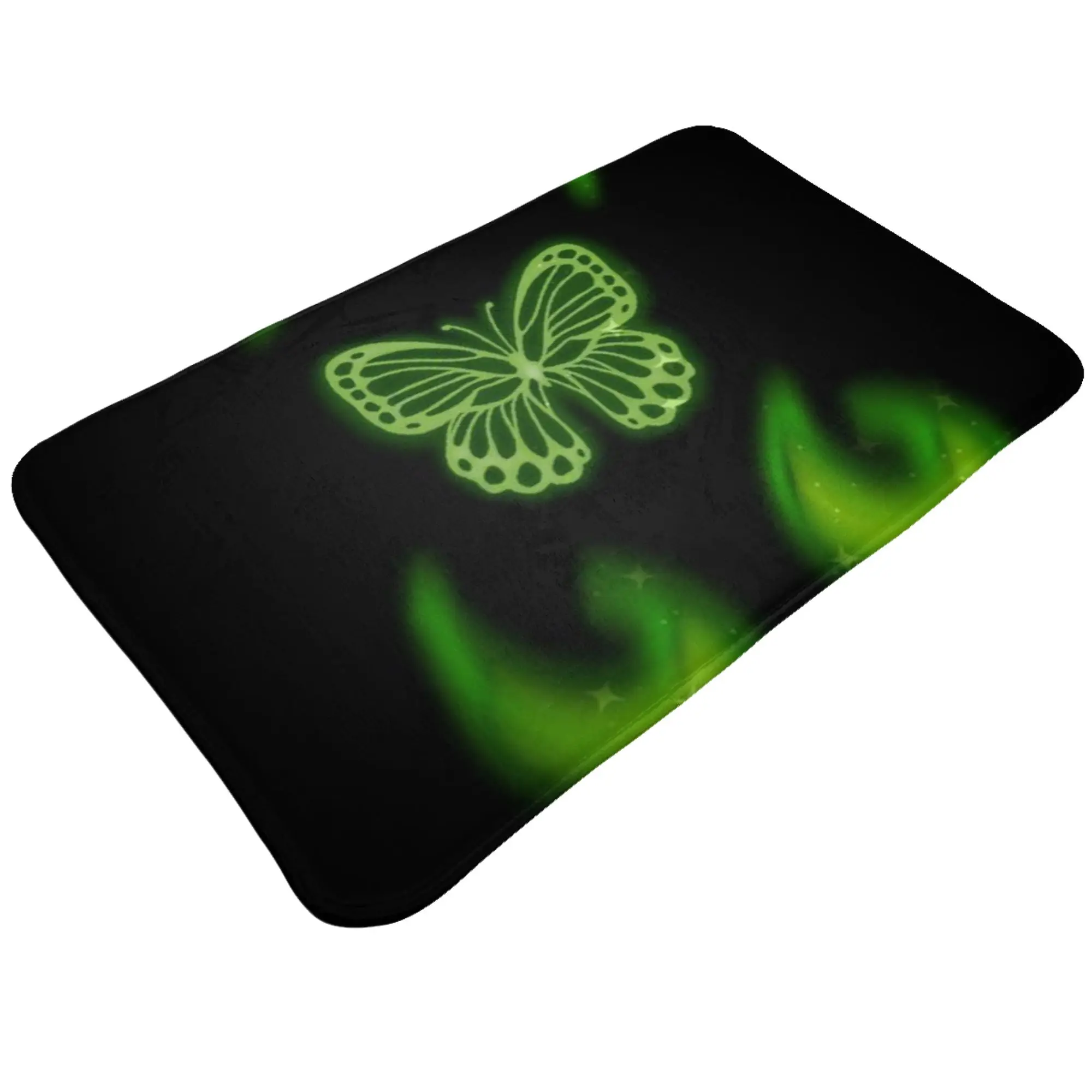Green Fire Butterfly Aesthetic Print Non-slip Doormat Bedroom Mat  Welcome Indoor Home Decor