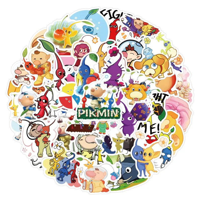 Autocollants décoratifs du jeu Pikmin, 50 pièces, stickers décoratifs pour valise, tasse à eau, voiture, scooter, ordinateur portable, réfrigérateur