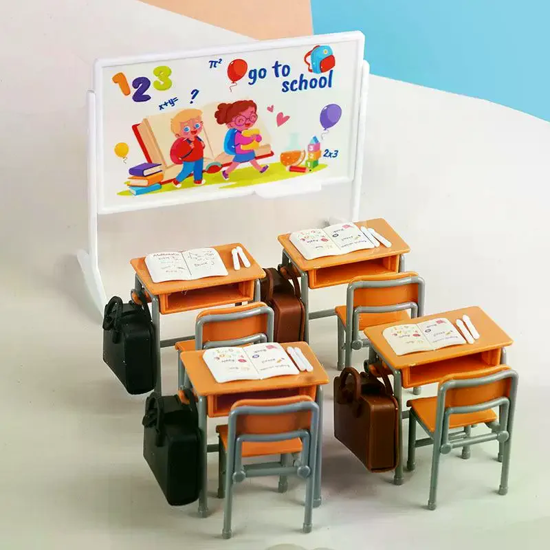 1:12 ドールハウスミニチュアシミュレーション教室机黒板ブックバッグ家具ホームモデル装飾おもちゃドールハウスアクセサリー