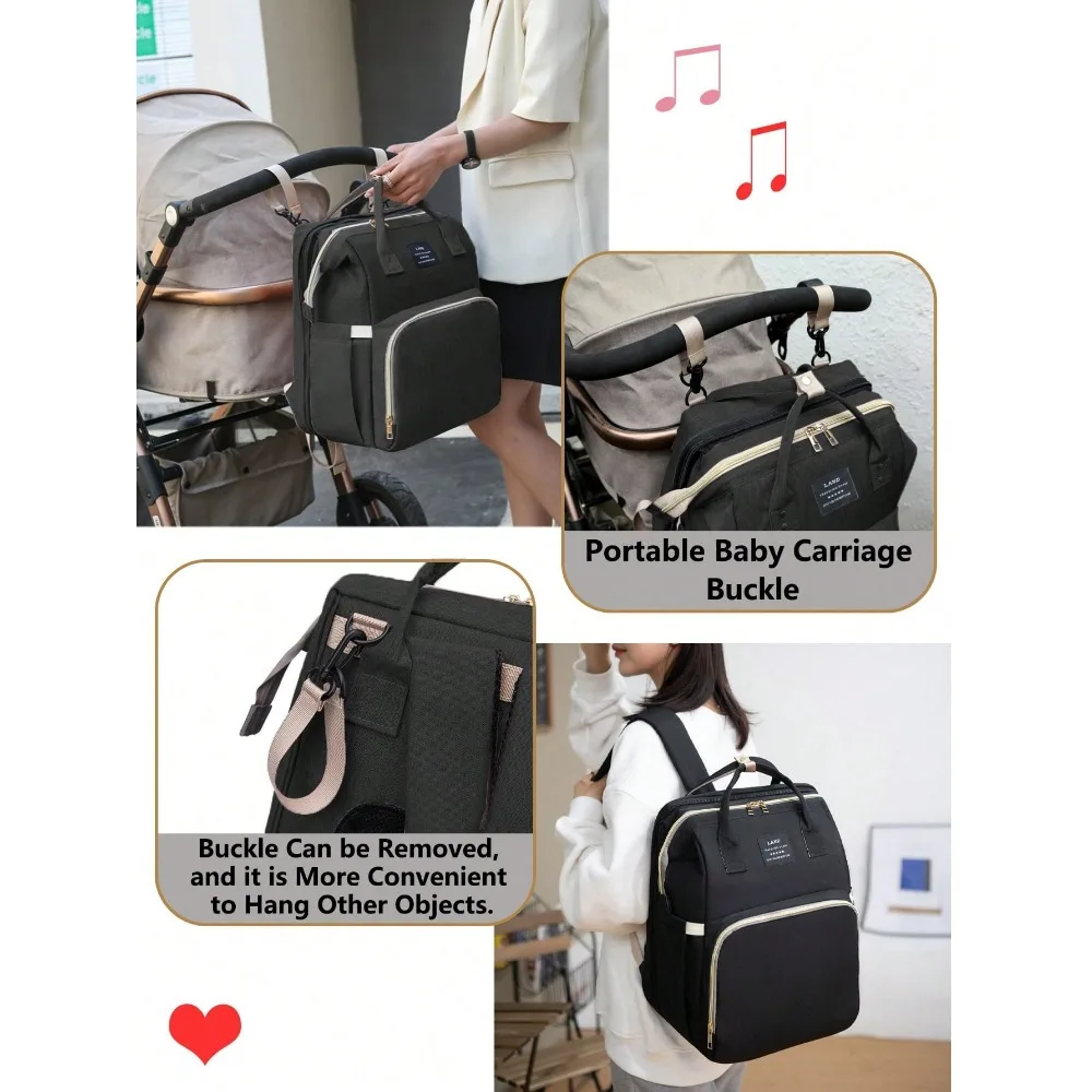 1 Stück Baby-Wickeltaschen-Rucksack mit Wickelstation, multifunktional, tragbar, wasserdicht, großes Fassungsvermögen, Reise-Babytaschen für Mama