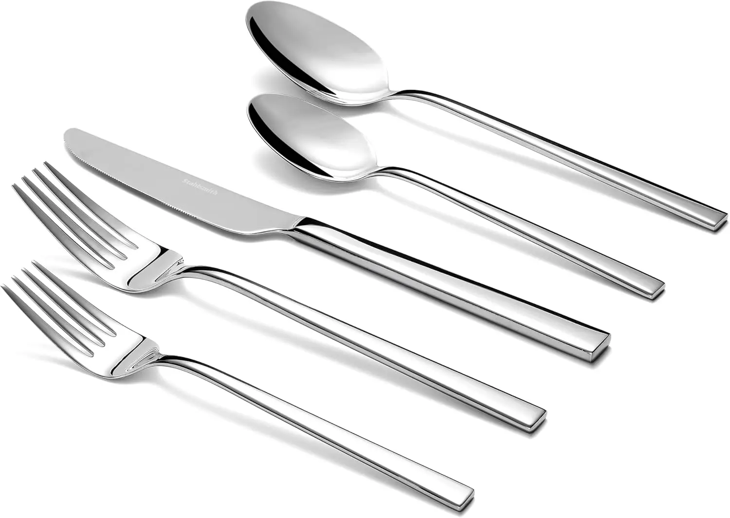 

40-Piece Stainless Steel Flatware Set for 8, Mirror Finish, Dishwasher Safe, Modern Cutlery