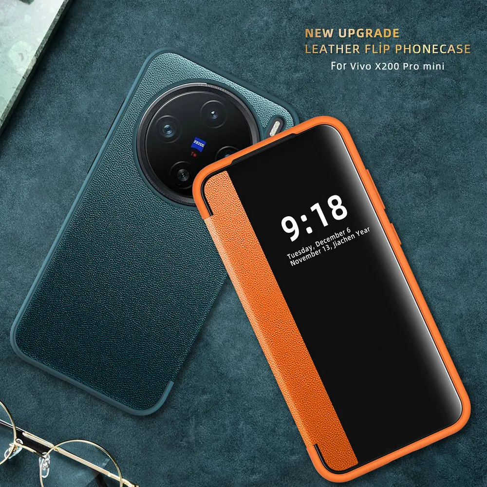 For Vivo X200 Pro Mini 5G Luxury Skin Window View Leather Case PU Classic Flip Full Cover For Vivo X200Pro Mini Phone Book Bags