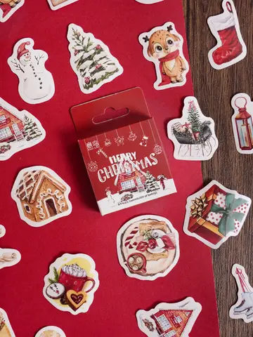 45pcs Cute Christmas Stickers Mini Paper Sticker Label INS Aesthetic Kawaii Snowman Stickers Stationery Scrapbooking Material