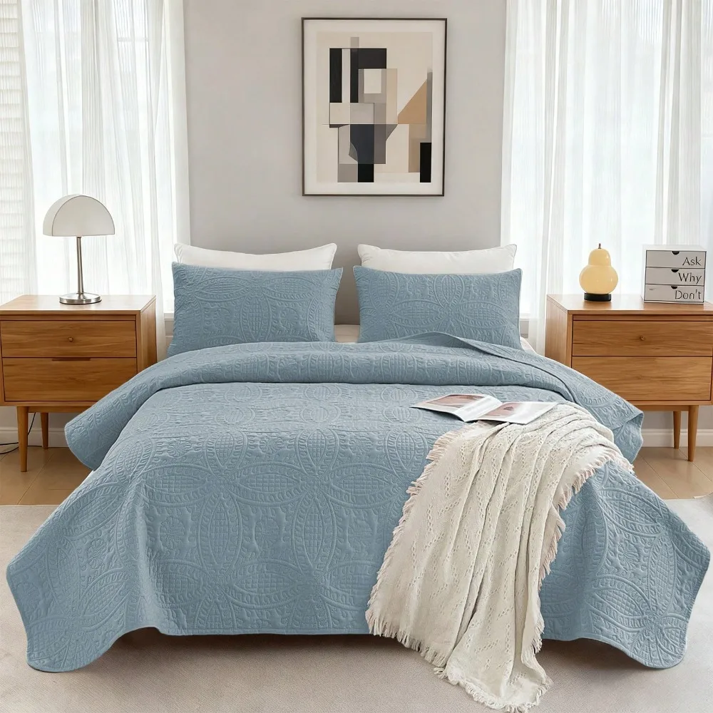 

100% Pure Cotton Copper Coin Pattern Bedspread Set, Super Soft And Lightweight. Available In Three Sizes: Extra Large, Medium