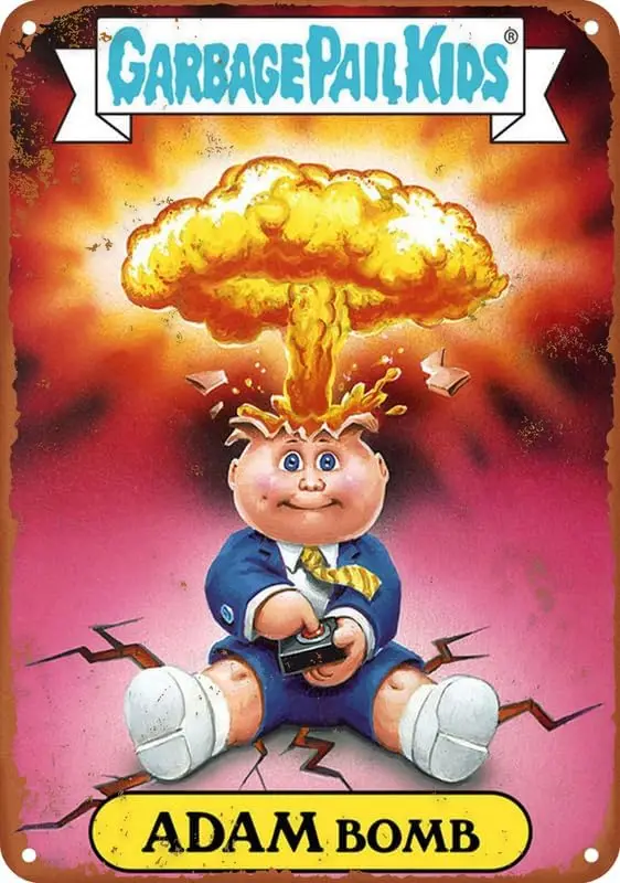 Garbage Pail Kids #1 K Trading Card Premium Poster Vintage Metal Tin Sign Aluminum Sign Living Room Kitchen Bar Cafe 8X12 Inch