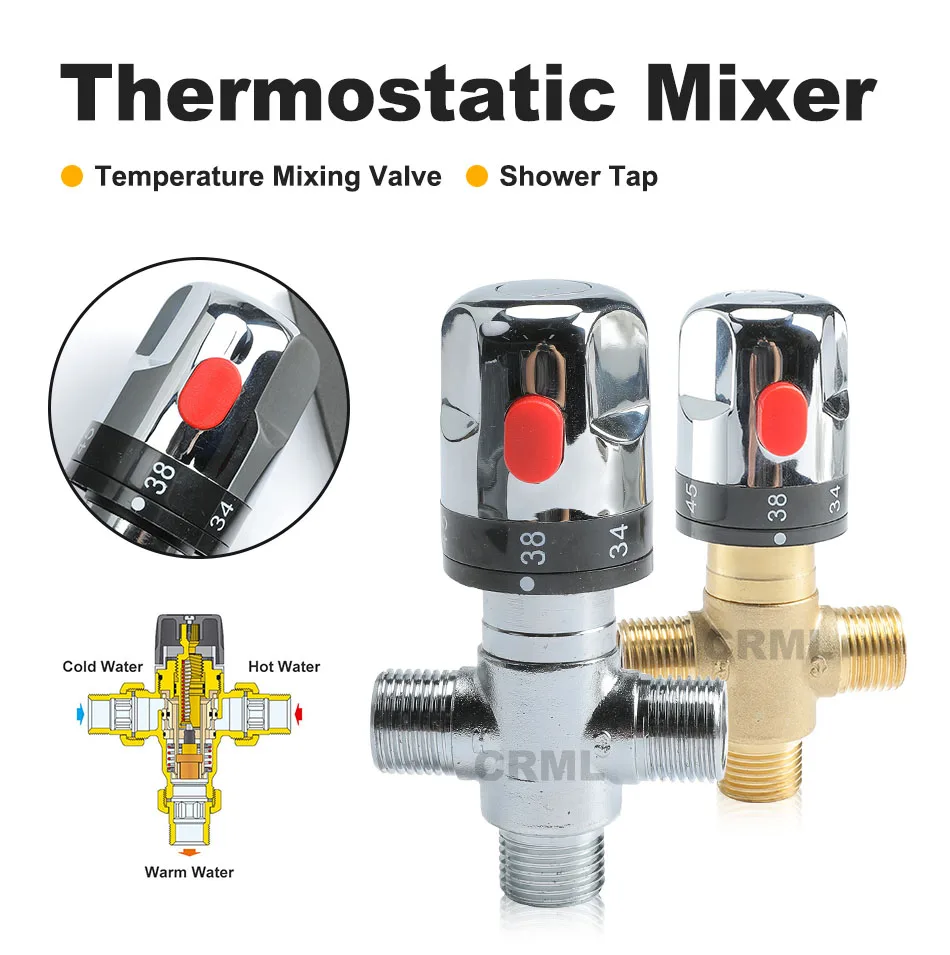 Imagem -05 - Latão Válvula Termostática Mixer Termostato Torneira para o Sistema de Chuveiro da Cozinha Ajustar a Temperatura da Água Substituir Parte