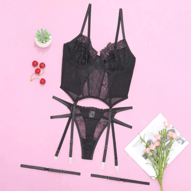 Sexy Lingerie Set Women Mesh Lace See Through Body Shaping Delicate Intimate Sexy Uniform Thong Erotic Hot Underwear Set 2026 view 6