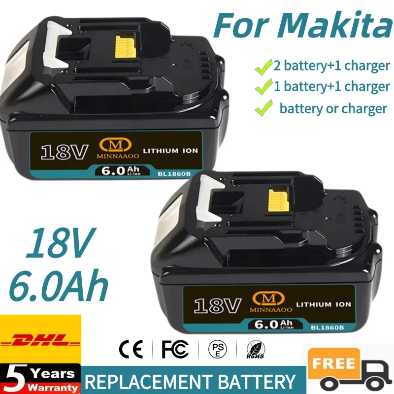 

Оригинальный сменный аккумулятор Makita 18 В, 6,0 Ач Светодиодный литий-ионный, замена инструментов BL1860 BL1850 BL1830 LXT