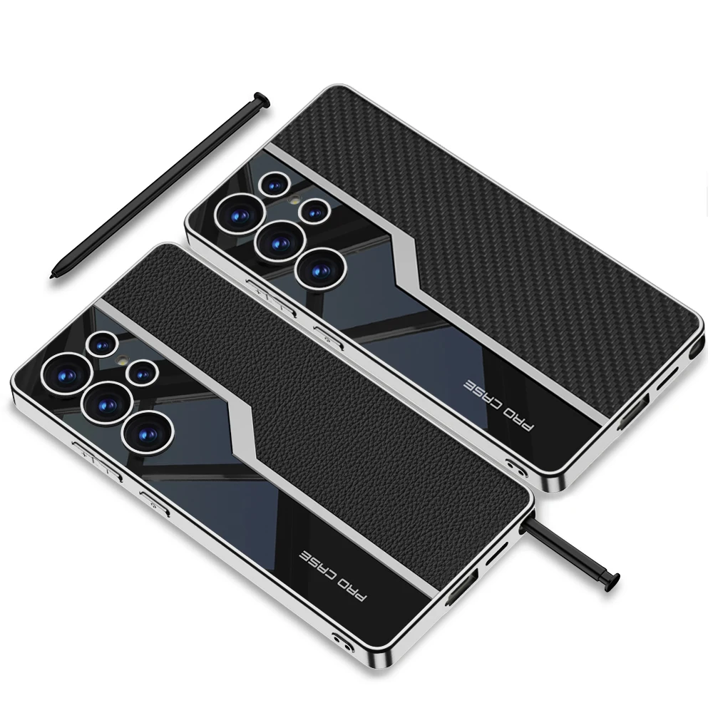 

Luxury Plating Leather Case For Samsung Galaxy S26 S25 Ultra Shockproof Soft Edge Protective Cover For Galaxy S26 Ultra Case