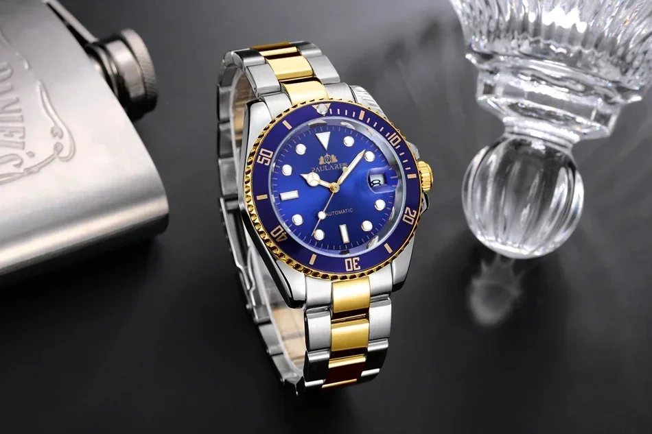 Automatic Watch for Men Mechanical Movement Stainless Steel Gold Silver Green Red Dial Date Strong Luminous Luxury Men Watch