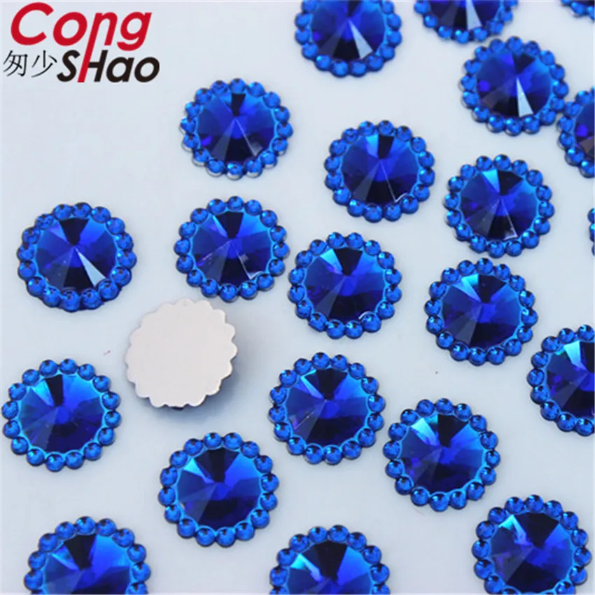 Cong Shao 200pcs 12mm AB Color Round Sun Flower Acrylic Crystal Stone Flatback Rhinestone For DIY Craft Clothes Decoration ZZ761