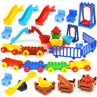 Big Size Building Block Furniture Door Chair Slide Ladder Swing Car Playground Compatible Large Duploes Particle Bricks Duploe