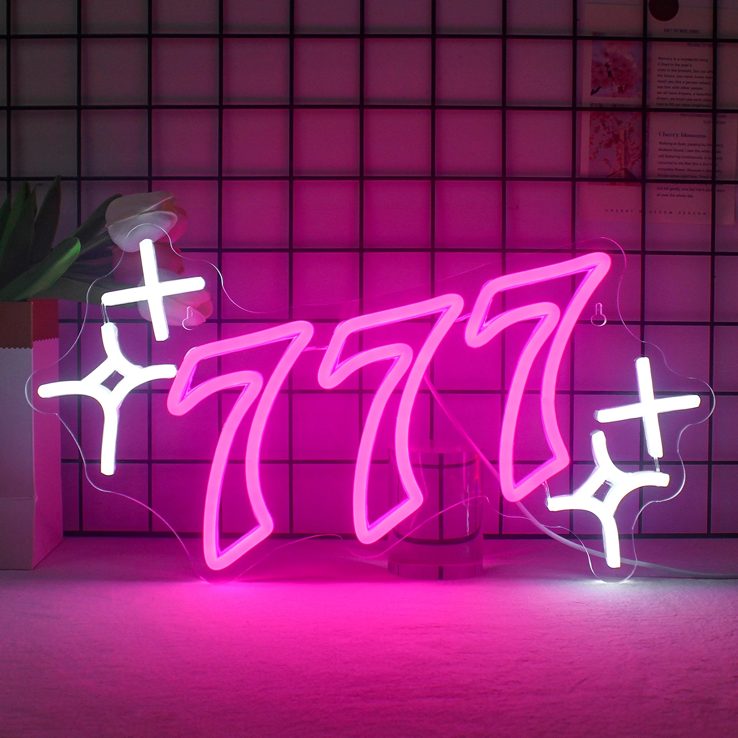 Number 777 Neon Sign Led Light Angel Number Lucky Number Light Sign USB Powered for Bedroom Game Room Wall Decor Birthday Gifts