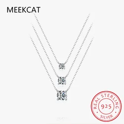 100% Real Moissanite Necklace 1CT 2CT 3CT VVS Lab Diamond Pendant Necklaces for Women Men Gift Sterling Silver Wedding Jewelry