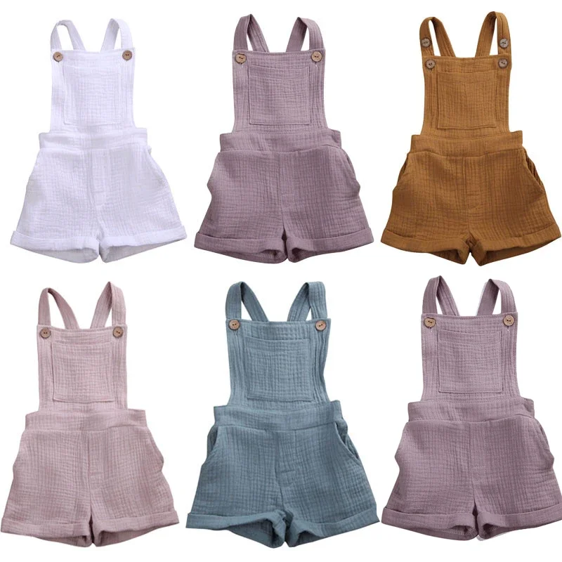 

Infant Baby Toddler Bib Romper Unisex Boys Girls Bib Overall Solid Color Suspender Pants