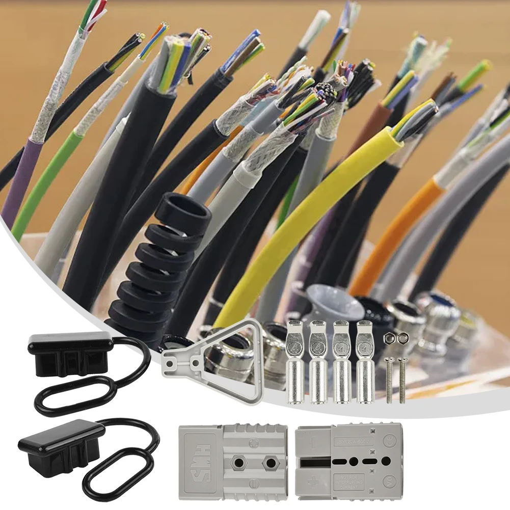 2 Unit 120A 175A Battery Connector Assembly with Cover Handle and Terminals for High Power Transfer Silver Plated Contact Points