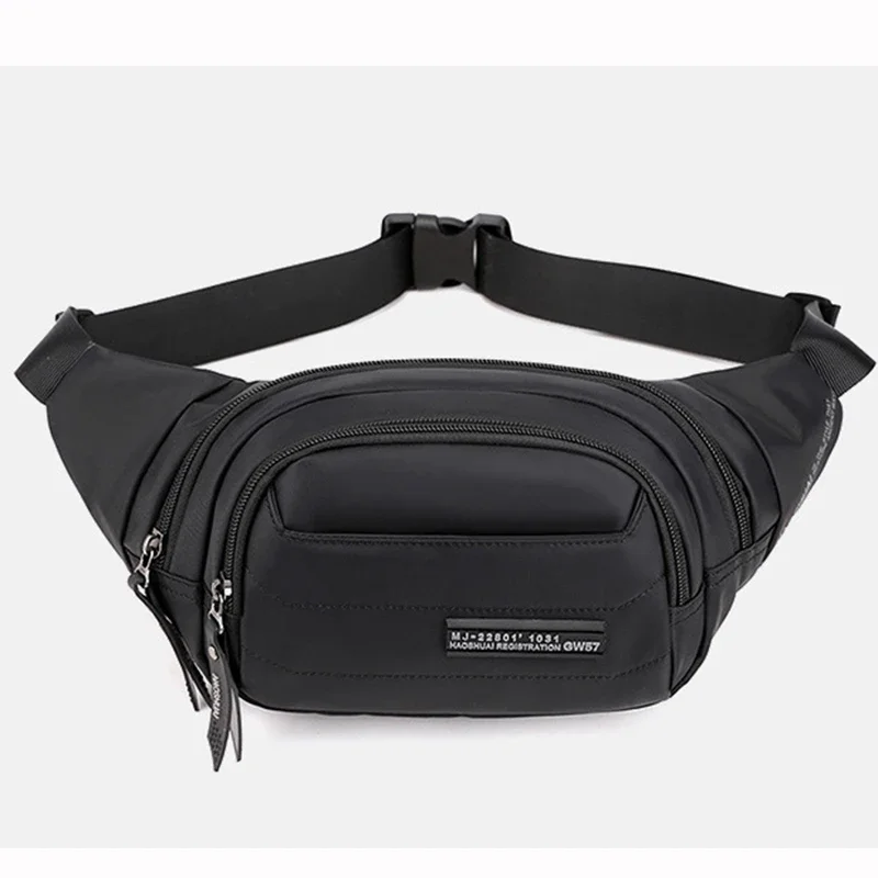 

New Nylon Men Fanny Pack Bag Travel Sling Chest Bags Multi-Pocket Fashion Pouch Bum Hip Belt Waist Bags