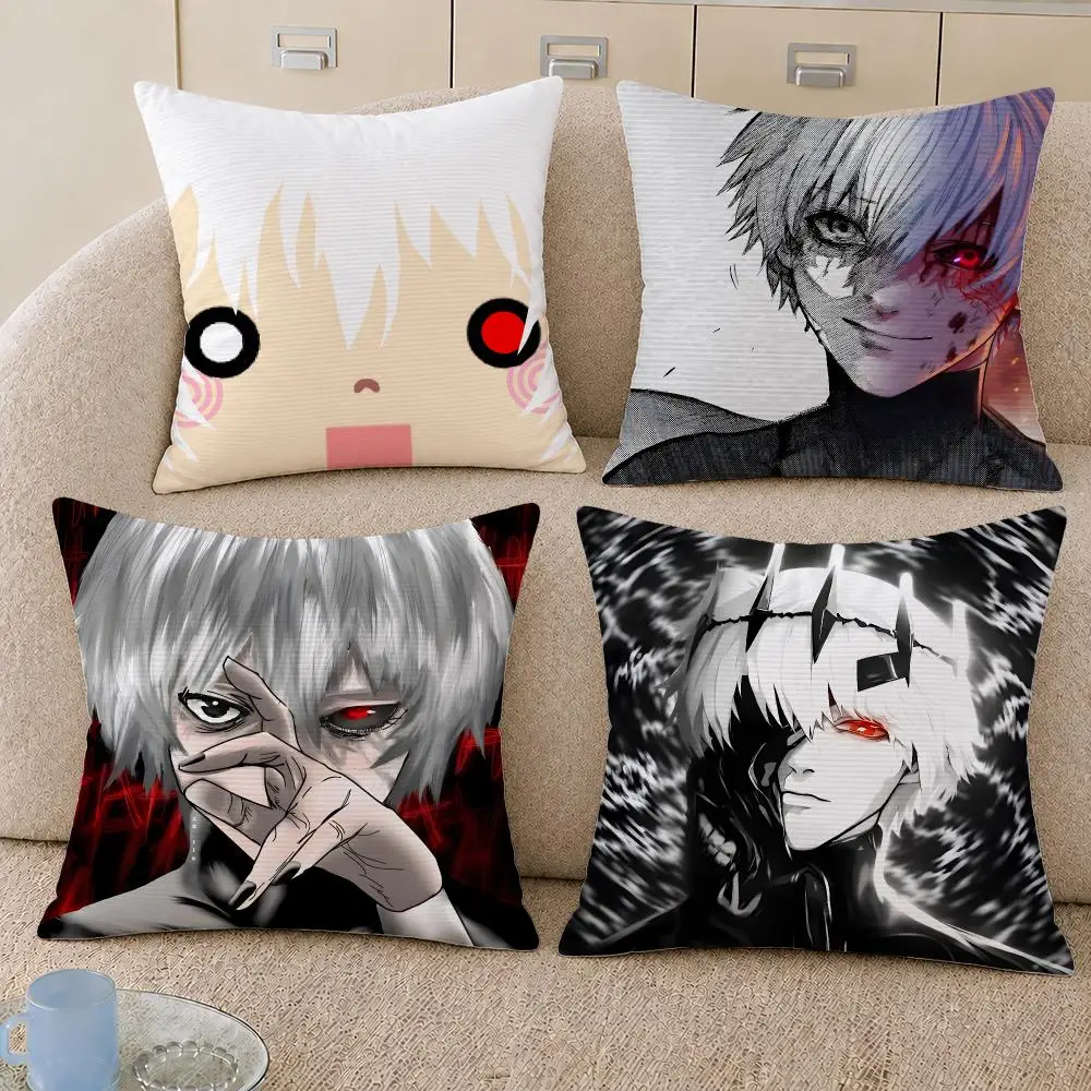 Anime Tokyo Ghoul Kaneki Cushion Cover Decorative Pillowcase Soft Short Plush Cozy Durable Sofa Home Decor Items Gift