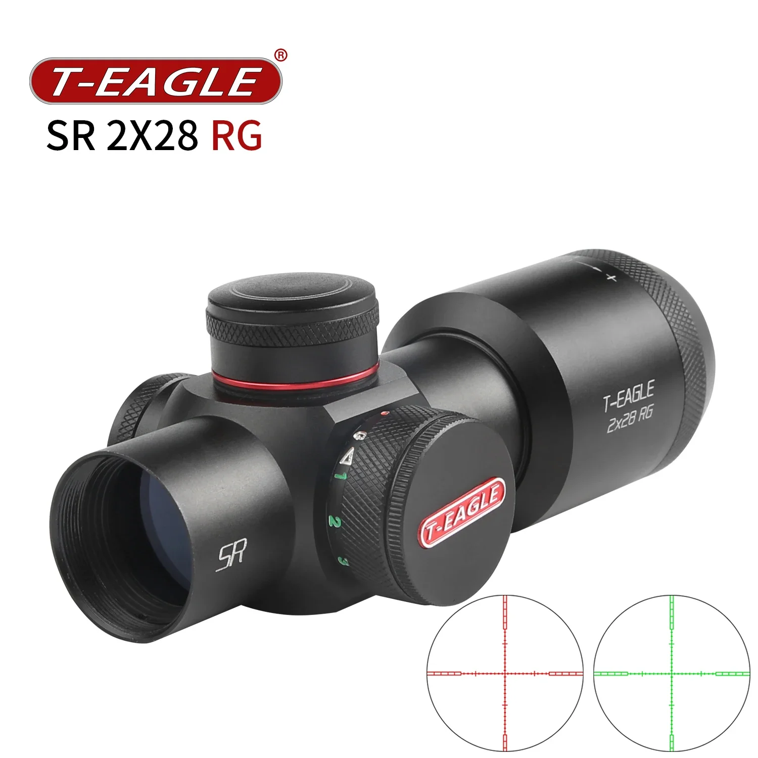 

T-EAGLE SR2x28IR Optics Riflescope Sight Green Red Fixed Rifle Scope For Hunting Sniper Airsoft Air Guns Red Dot With Mounts