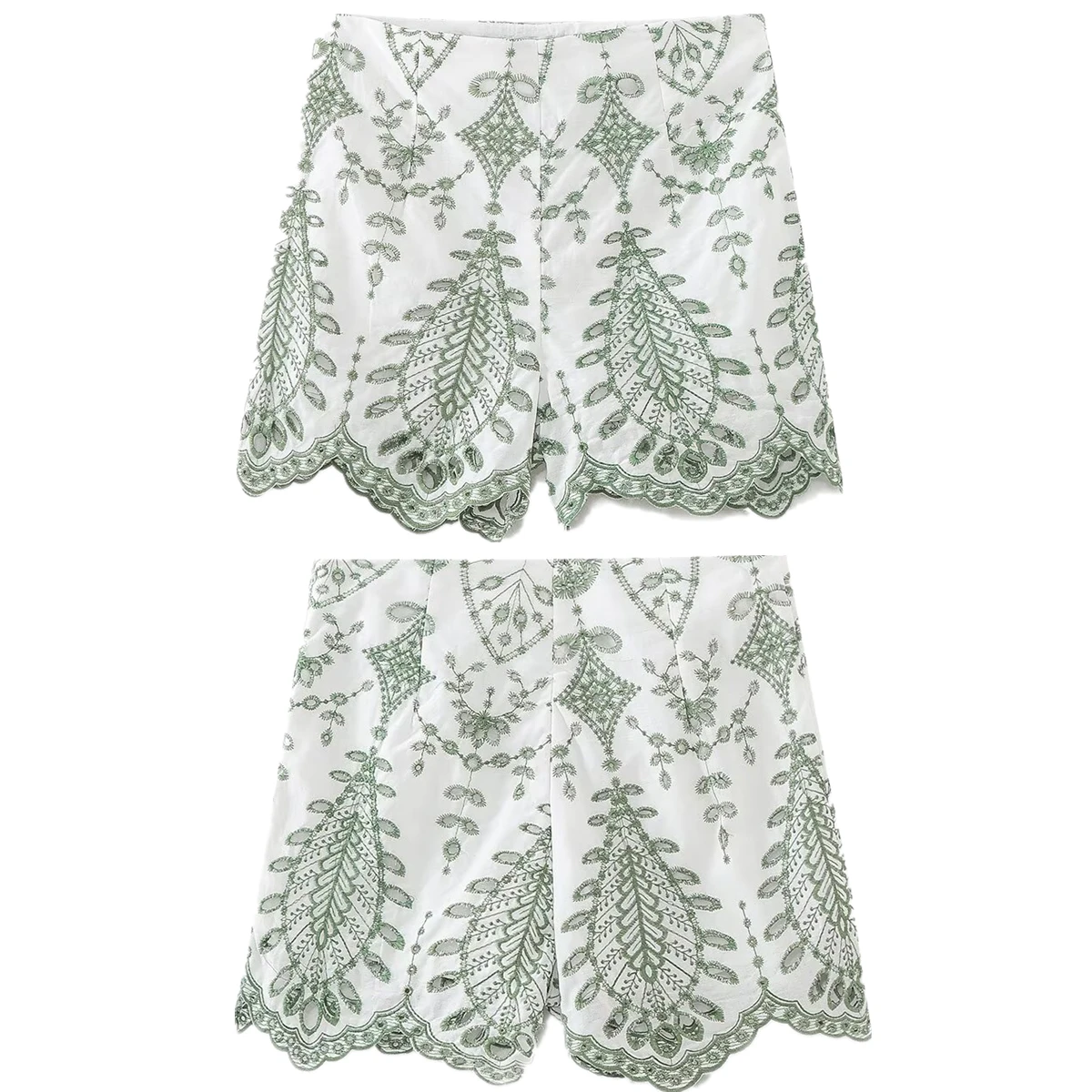 

Dave&Di Summer French Lazy Country Style Cotton Shorts Bohemian Retro Embroidery Hollow Bermuda Shorts For Women