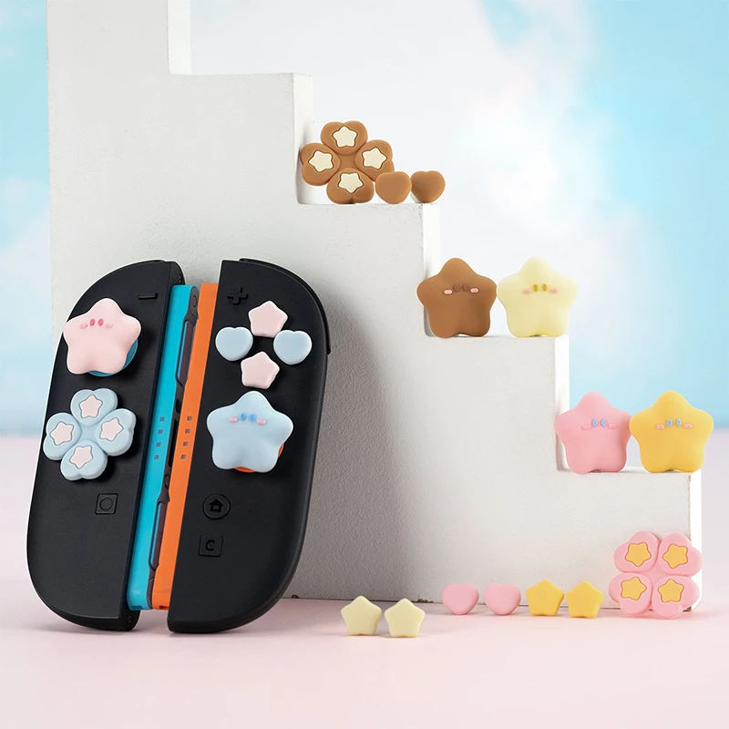 

Star Theme Design Silicone Button Covers compatible with Switch 2 Joy-Con - Non-Slip NS2 Thumb Grip Caps & D-Pad Protectors
