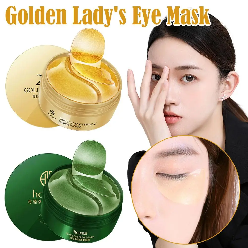 Korean Skincare Produto 24K Gold Eye Mask, Hidratação Eye Patches, Essência de Algas Marinhas, Desvanecer-se Linhas Finas, Apto para Círculos Escuros