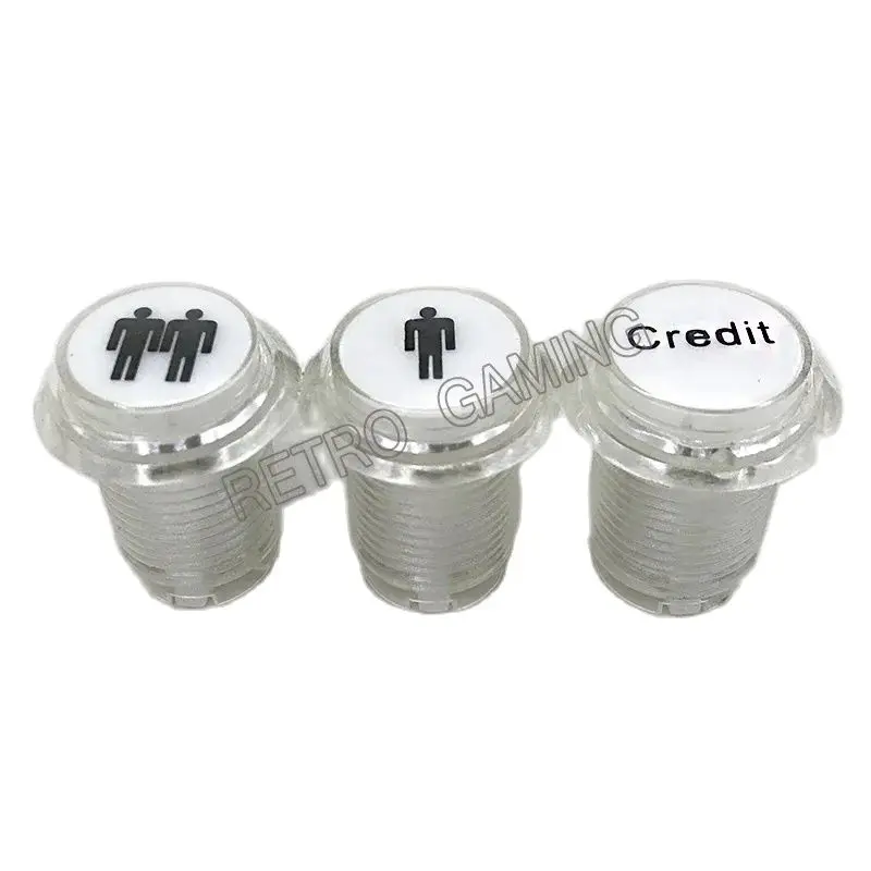 Arcade 33mm Clear Illuminated LED Push Button 1/2 Player START CREDIT PASUE Coin Operated Function Button 5V/12V Switch Button