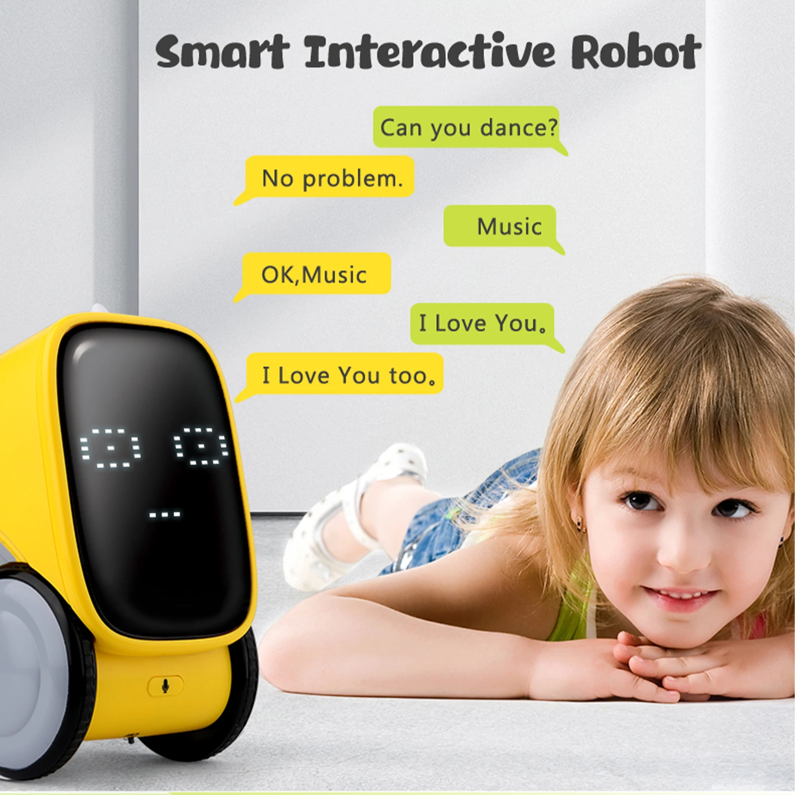 Robot parlant Intelligent avec Expression faciale, enregistrement vocal, capteur tactile, contrôle des gestes, Mini robotique Rechargeable