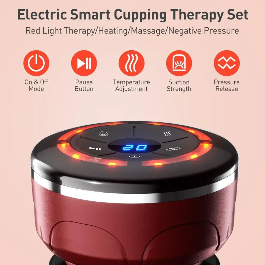 Smart Cupping Therapy Set Cellulite Massager with 6 Massage Cups, Portable Electric Device for Enhanced Blood Circulation, Reduc