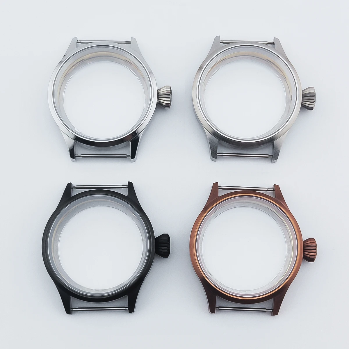 Neiton 43mm Silver Black PVD Bronze Colour Watch Case Sapphire Glass Sterile Steel Case ETA 6497,6498 Seagull ST3600