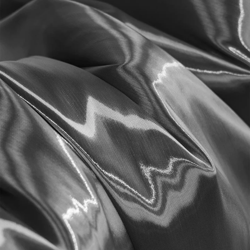 

Charcoal Black Liquid Crystal Satin Fabric Crisp Wrinkle Resistant for Luxury Dresses Suits Wedding Gowns Designer Sewing Fabric