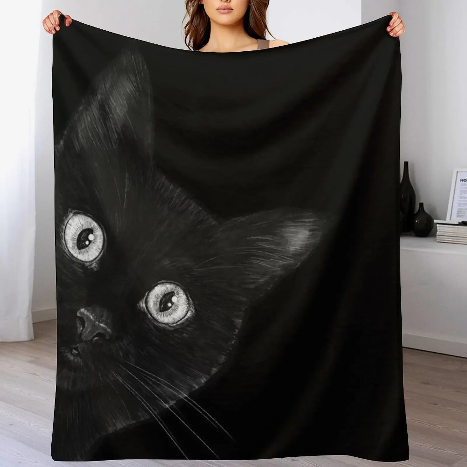 

Black cat on black Throw Blanket Giant Sofa christmas gifts Soft Beds Tourist Blankets