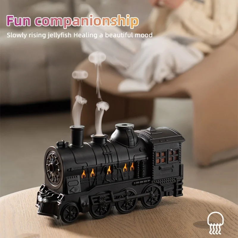 Vintage Train 300ml Essential Oil Diffuser with Large Opening Aromatherapy with 2 Spray Types 4 Light Modes Timer 2H/8H for Home